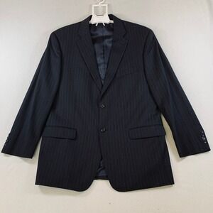 JNY Jones New York Classic Mens 43R Black Pinstripe 100% Wool Blazer Jacket